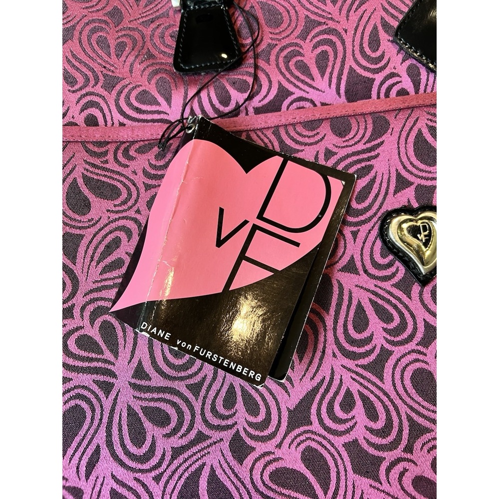 Diane Von Furstenberg DVF Pink Hearts Luggage Garment Bag Weekender Travel New - Picture 2 of 12